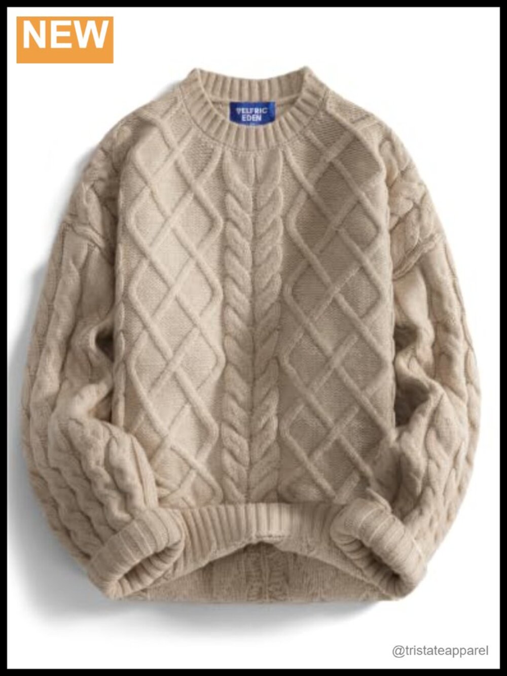 Women's Oversized Cable Knit Pullover Sweater, Chunky Crewneck Long Sleeve